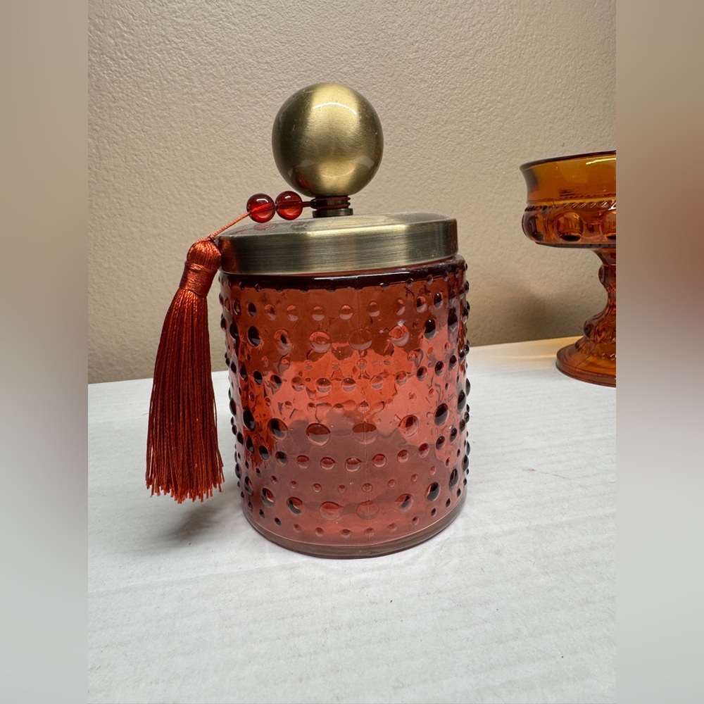 Burnt orange Jungalow short glass canister